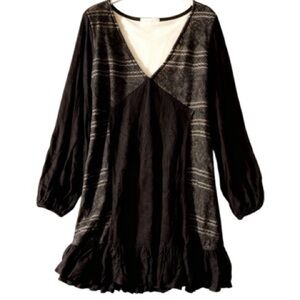 Sugarfox Black & Stripes Mixed Print Dress